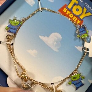 Pixar Disney Toy Story Alien Charm Bracelet adjustable gold tone